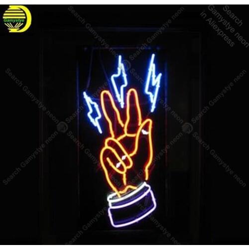 Neon Sign the finger with Brite Glass Tube Neon Bulbs Sign Bar Bedroom Display Accesaries neon light Decor Room restaurant wall