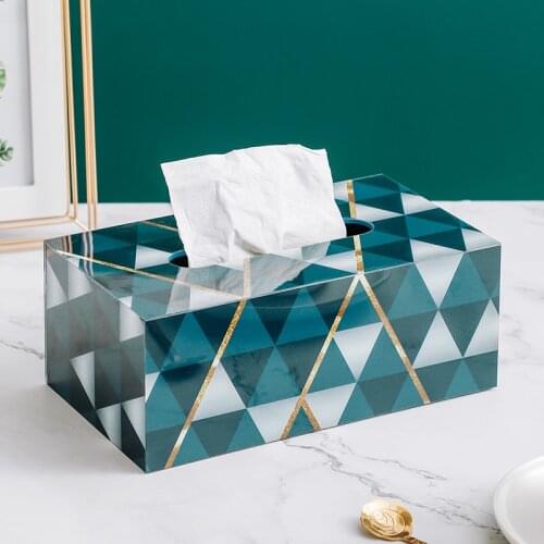 Nordic Marbled Tissue Box Holder For Car Acrylic Table Napkin Holder Box Desk Living Room Modern Home Decoration Tissue Box