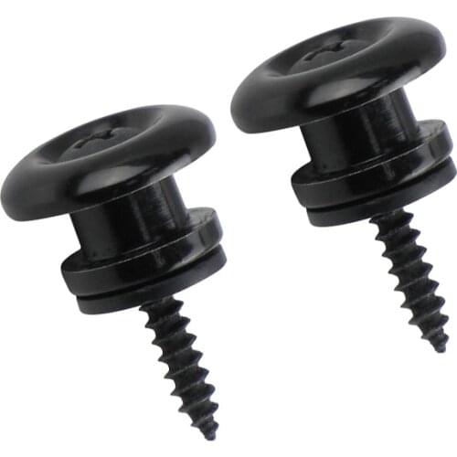NEW Pair of Electric Guitar Strap Lock Buttons Locks Mushroom Head Black Metal