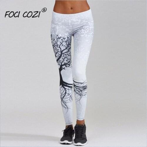 NEW STORE 2019 Fashion Clothing For Women Trees Printing Leggings Elastic Casual Workout Black Leggings Tree Fitness Pants Women