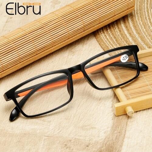 Elbru Vintage Ultralight TR90 Reading Glasses Women Men Square Hyperopia Eyeglasses Female Presbyopic Glasses Diopters +1.0 +4.0