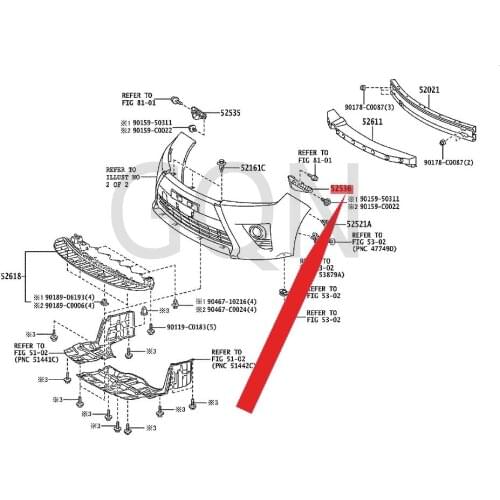 Front bumper left fixing bracket 2013-Toy ota YAR IS front rubber support. L front bumper guide groove L left fixing bracket