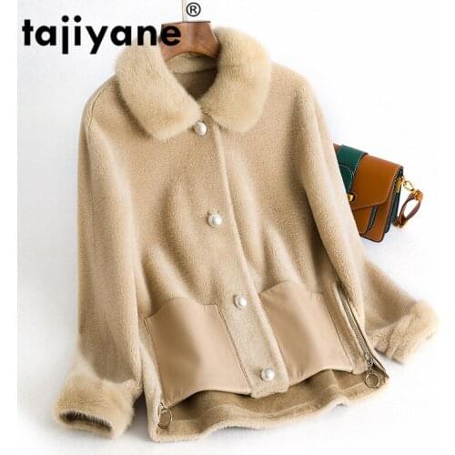 Mink Collar Fur Wool Jacket Autumn Winter Coat Women Clothes 2021 Real Fur Coat Korean Vintage Sheep Shearling Women Tops ZT3496