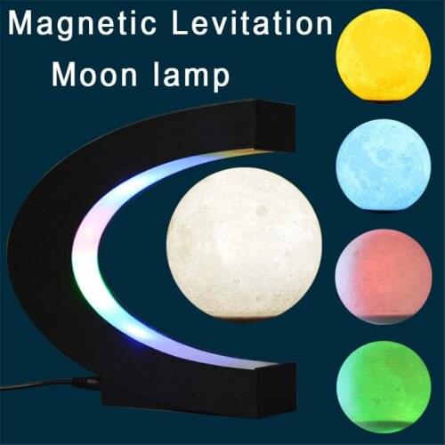 LED Moon Floating Light Magnetic Levitation 3D Printing Moon LED Lamp Creative Table Lamp Night Light Home Decor US/EU/UK/AU HOT