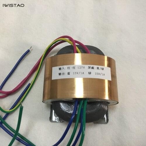 R Type Transformer Input AC 0-127V Output Dual 15V / 1A 30W for HIFI Preamplifier Audio