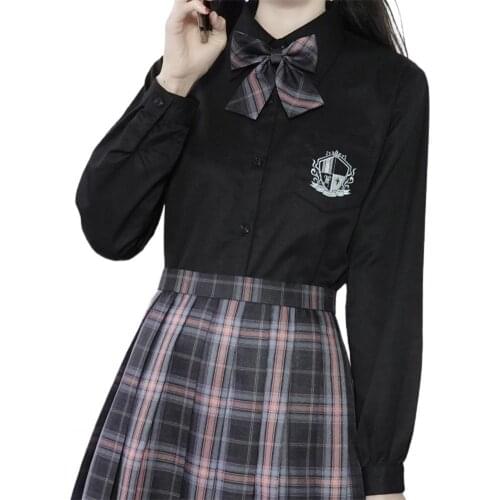 Spring Summer Female Jk Tight Cuffs Uniform Top Pocket Turn-down Collar Cozy Fashionable Long Sleeves Uniforms Shirt Women 2021