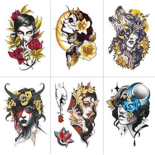Waterproof durable beauty punk style pirate cat Temporary Tattoo Sticker Waterproof Tatoos Body Art Fake Tattoo Paper