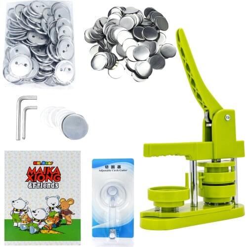 Rotate Pin Badge Maker Machine Button Pin Maker Badge Punch Press Machine with 100pcs Metal Button Parts and Cutter