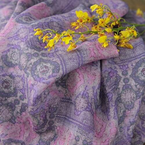 High-quality Tencel Ramie patchwork Purple printing fabric