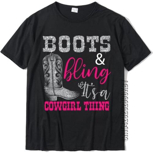 Funny Cowgirl Boots Bling Women Gift Cute Love Country Life Sweatshirt Tops Shirts For Men Cotton T Shirt Design Oversized