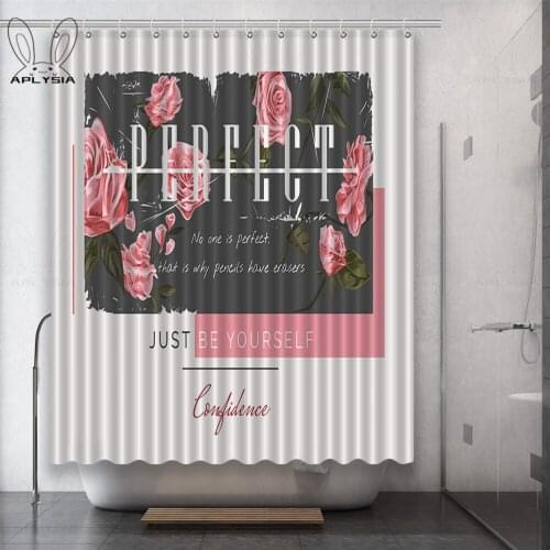 Cartoon Fashion girl Cartoon Boots Ballet Magnetic Tape Letter Pink Personality Polyester Fabric Shower Curtain for Bathroom