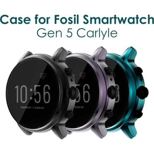 Screen Protector Case for Fossil Gen 5 Carlyle Watch Cases Premium Soft TPU Plated Protective Cover Smartwatch Accessories Black