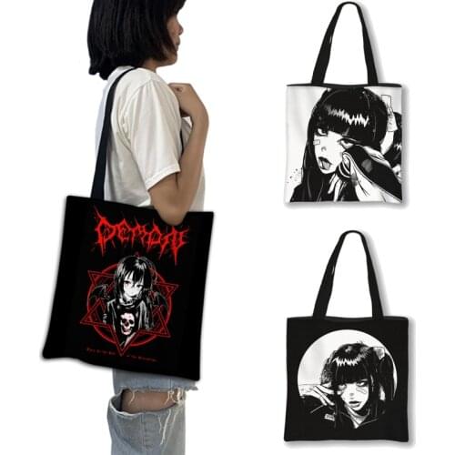 Gothic style dark loli punk Handbag Horror Manga Totes Bag Women Sugoi Shoulder Bag Ladies Large Capacity Shopping Bags