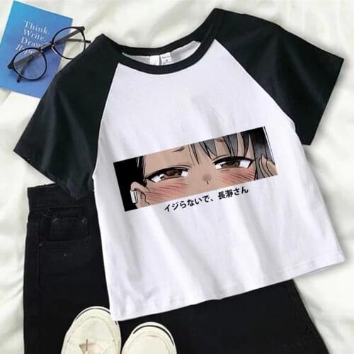 Don't Bully Me, Nagatoro Funny Anime Print Y2k Crop Top T Shirt Women Summer O-neck Short Sleeve T Shirts Slim Streetwear Tee