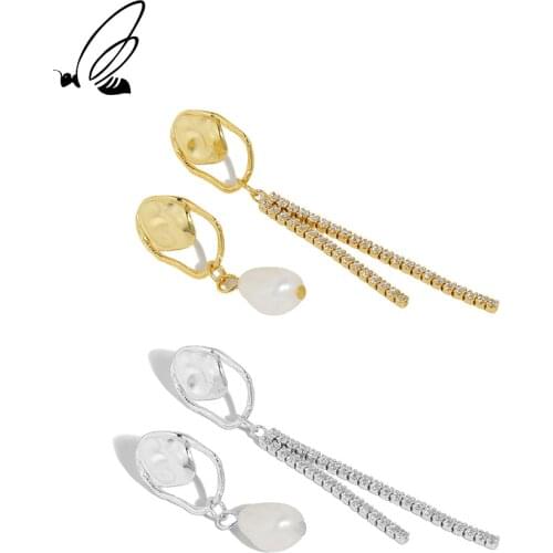 SSTEEL Irregular Baroque Pearl Earing Sterling Silver 925 Asymmetric Zircon Stud Earrings For Women Minimalist Earings Jewelry