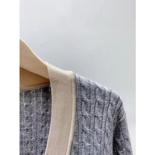 2021 Early Autumn New Solid Color Twisted Straight Knit Sweater Women Cardigan