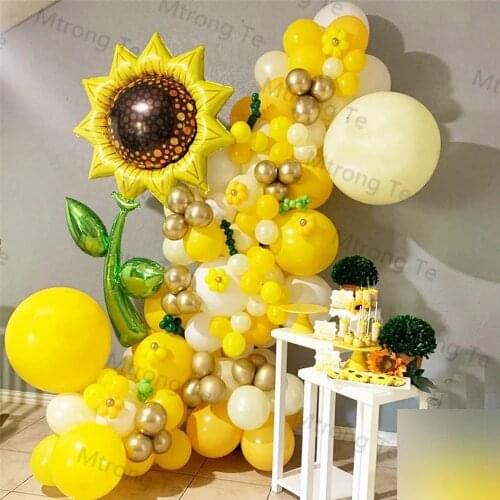 155pcs Sunflower Foil Balloons Aldult Romantic Wedding Birthday Secoration Valentines Day Event Party Yellow Latex Supplies