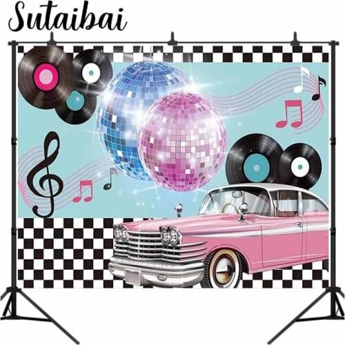 50s Retro Rock N Roll Diner Party Backdrop Car Sock Hop Dance Cosplay Prom Photography Background Classic 1950s Baby Adult Props