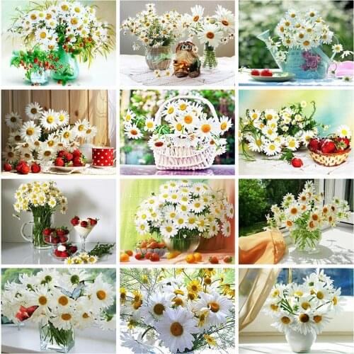 5D diy diamond embroidery daisy flower full square/full circle rhinestone mosaic picture home decoration handmade art gift