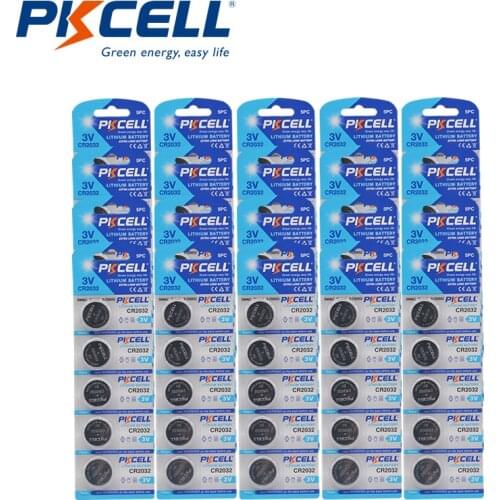 100Pcs/20card PKCELLOriginal CR2032 Button Cell Battery 3V Lithium Batteries CR 2032 for Watch Toys Computer Calculator Control