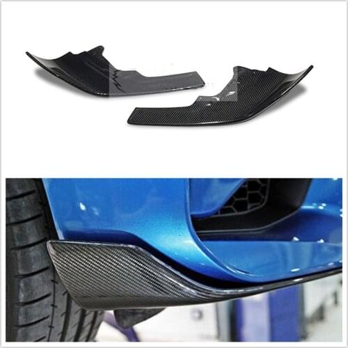 2pcs Carbon Fiber Car Front Bumper Side Cover Splitter For BMW F87 M2 2016-2018 Wrap Angle Spoiler Protector Corner Spats Trim