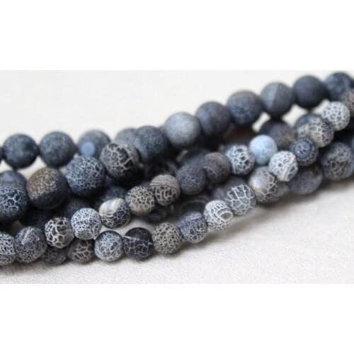 AAA+ Dull Polish Weathering Agat Black Stone Round Loose Beads For jewelry Making 6/8/10/12 mm DIY Bracelet Strand 15