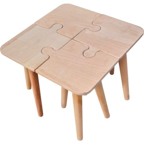 Wooden Beech Raw Step 4 Puzzle Stool - Coffee Table