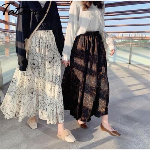 Long Skirts For Women Floral Maxi High Waisted Chiffon Skirt 2020 Vintage Streetwear Womens Skirts Female Korean Skirt