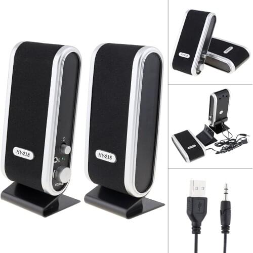 HY-218 6W USB 2.0 Wired USB Power Notebook Speakers Stereo 3.5mm Audio Jack Portable Loud Speaker for PC Laptop Computer