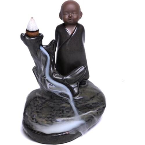 Ceramic incense burner, incense smoke backflow, tower, cone incense, Buddha, monks, censer, Home decor, ornaments