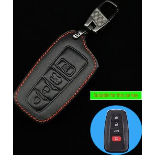 4 Button Leather Key Fob Shield Cover Case For Toyota Camry Corolla Avalon Rav4 Land Cruiser Remote Car Key Holder Protector