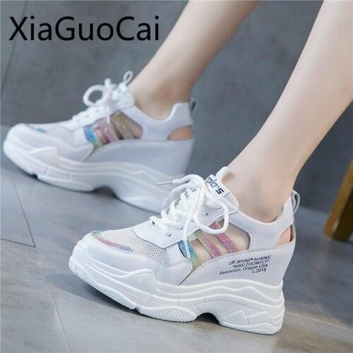 Summer Womens Casual Shoes Breathable White Female Platform Sneakers Summer 2019 Breathable Mesh Womens Flats