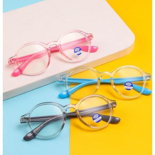Round Anti-blue Light Kids Glasses Children Boy Girl Computer Eyewear Protection Eyeglasses Ultra Light Frame Flat Lens Glasses