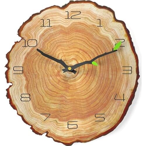 Farmhouse Wood Grain Round Wall Clock 12 Inch with 4/ 12 Numerals, Silent Wall Clock for Home Living Room Kitchen Office