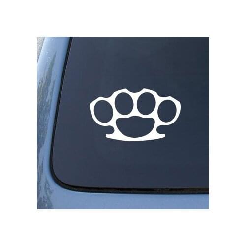 Brass Knuckles - Fighting Nuckles Car Sticker Decal Bender Wall Laptop Notebook Die-cut White Sticker Decal 6'' WIDE white