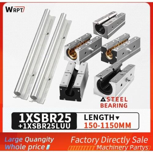 SBR25 guide rail bracket cylindrical linear sliding bearing slide rail 1PCS slider lengthening set length = 150MM-1150MM