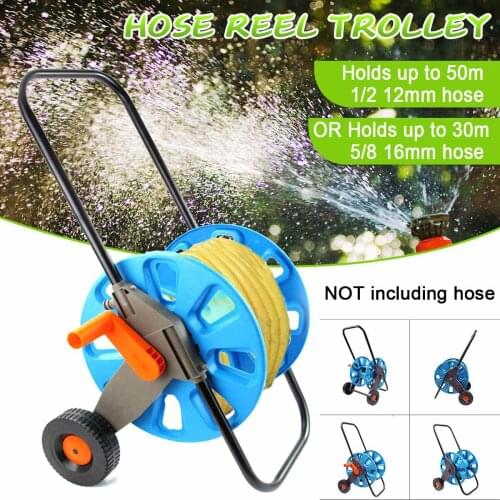 New 50M Garden Hoses Reel Garden Pipe Storage Cart Pipe Exclude Winding Tool Rack Portable PP Plastic+Metal+Copper EU Stock