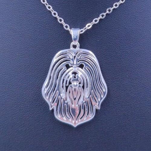 New Cute Lowchen Necklace Dog Animal Pendant Gold Silver Plated Jewelry For Women Female Girls Kids Ladies AKC N116