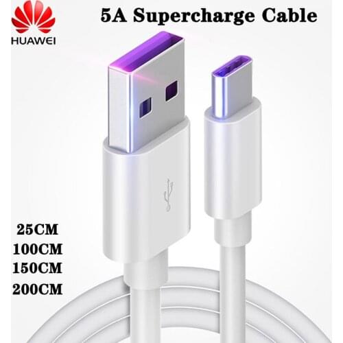 Original Huawei 5A Super Fast Charger USB C Cable Quick Charge 3.0 Type C Charging Wire For P20 P10 Mate 20 10 Lite Honor 10 V20