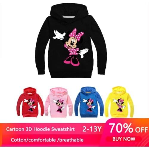 Autumn Winter Minnie Clothes Mickey Toddler Baby Kids Boys Girls Hooded Cartoon 3D Hoodie Sweatshirt Tops Childrens Clothing