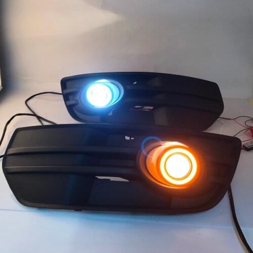 Osmrk fog lamp driving light assembly For Audi Q5 cob angel eye led daytime running lights turn signal