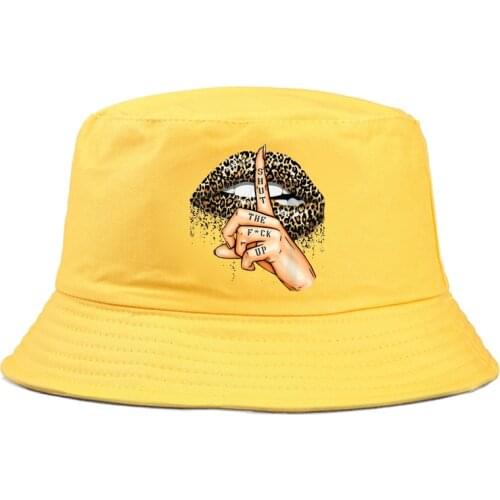Fashion Lips Leopard Graphic Bucket Hat men Cotton Fishing Hunting Cap Outdoor Beach Fisherman Panama Womens Bucket Hat