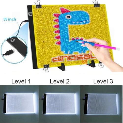 A5/A4 LED Light Pad Board 5d Diamond Painting Tracing Copy Board with 3 Level Brightness USB Powered Drawing Tablet