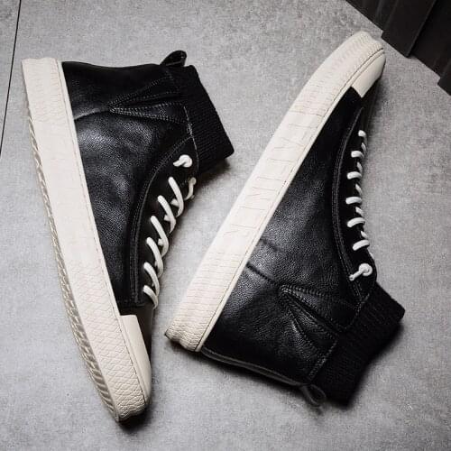 Casual mens leisure High causal brown men wear boots sneaker boot high shoe black hightop leather top shoes man for fashion