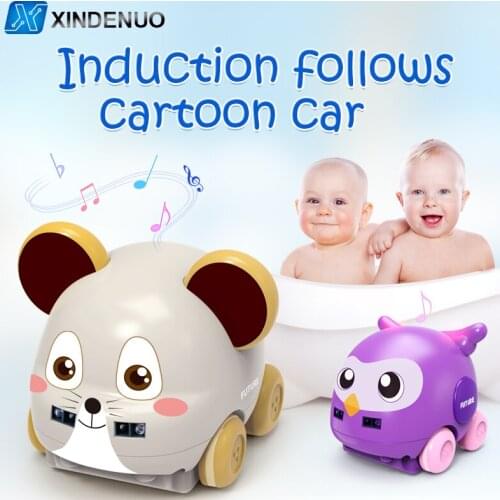 2.4g Induction Follow RC Car Cartoon Mouse Owl Animal Doll Childrens Toys Light Music Iinteractive Holiday Gifts baby fun toys