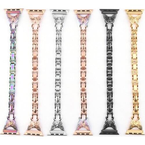 Luxury Butterfly Metamorphosis Alloy Wrist Band Strap for Apple Watch Series 6 5 4 3 2 1 SE
