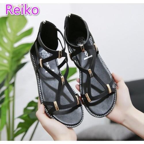 2021 spring new fashion sandals womens shoes front and back straps flat heel adhesive shoes one-word buckle PU solid color