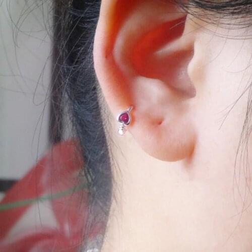 925 silver earring fashion zircon Heart-shaped ear bone small ear ring ear buckle wreath exquisite simple wild boy girl ear jewe