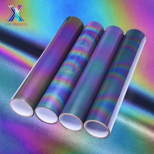 XFX HTV Cricut Vinyl 25cm*150cm Rainbow Reflective Lettering Film Heat Transfer Vinyl Film T-shirt Iron on HTV Printing Transfer