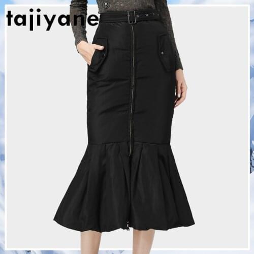 Skirts Black Winter Womens 2021 White Duck Down Skirt Korean Style Woman Mermaid Skirt Sexy Fashion Femme Jupes TN1464